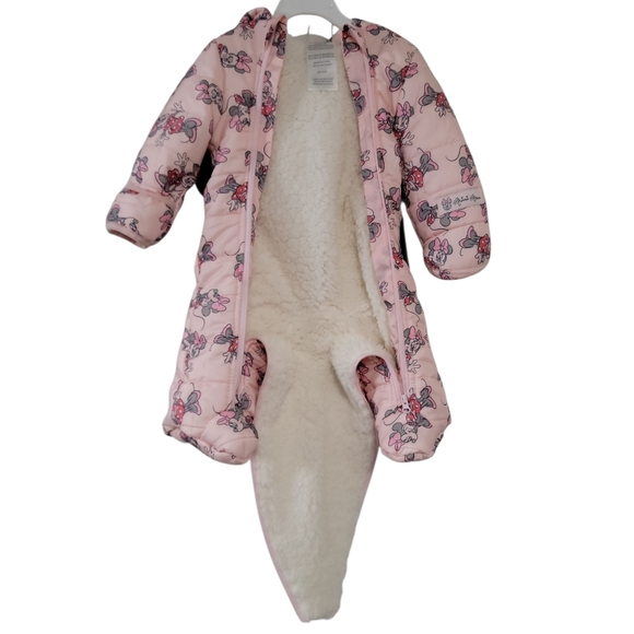 Disney Baby Pink Snowsuit with Minnie Mouse Bow and Ears Size 0-3 Months NWT - Picture 4 of 11